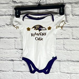 NFL Baltimore Ravens Logo "Ravens Cutie" Infant Onesie by Gerber Size 0-3 months